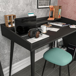 Decorotika 120Cm Vannessa Writing Desk Black - thumbnail 3
