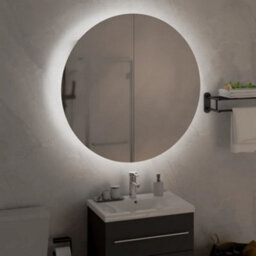 Berkfield Bathroom Cabinet With Round Mirror&led White 54X54X17.5 Cm - thumbnail 3