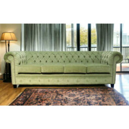 Chesterfield Handmade 4 Seater Sofa Pimlico Sage Green Fabric In Classic Style - thumbnail 4