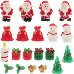 20Pcs Christmas Ornaments Mixed Patterns Micro Resin Figurines For Festive Scene Decoration Adorable Miniature Christmas Craft - thumbnail 1