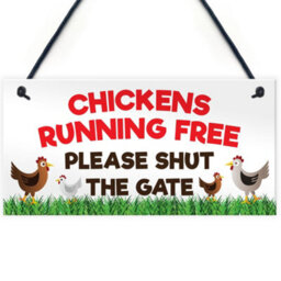 Red Ocean Chicken Gate Warning Sign