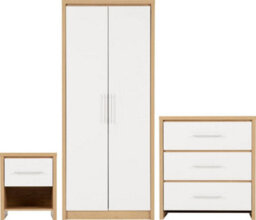 Seconique Seville Bedroom Set In Oak And White Sheen Finish.