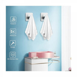 3 Pack 3M Adhesive Hooks, Bathroom Wall Hooks, No Drilling Required, Stainless Steel Kitchen Towel Holder, Silver - thumbnail 2