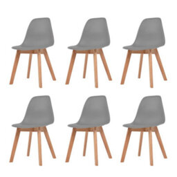 Vidaxl Dining Chairs 6 Pcs Grey Plastic Dining Chairs - thumbnail 1