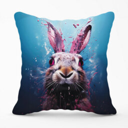 Warren Reed Designer Rabbit Face Splashart Outdoor Cushion 45Cm X 45Cm - thumbnail 1