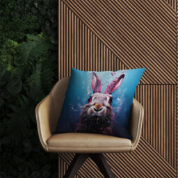 Warren Reed Designer Rabbit Face Splashart Outdoor Cushion 45Cm X 45Cm - thumbnail 2