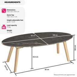 Tectake Coffee Table Side Table Nesting Table With Marble Effect Tabletop Tree 100 X 50 X 34.5 Cm  -  Nature - thumbnail 6
