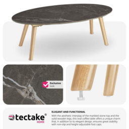 Tectake Coffee Table Side Table Nesting Table With Marble Effect Tabletop Tree 100 X 50 X 34.5 Cm  -  Nature - thumbnail 5