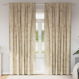 Berkfield Curtain With Curtains 2 Pcs Cream 245 X 140 Cm Velvet