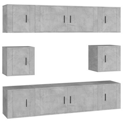 Berkfield Classic 8 Piece Tv Cabinet Set Concrete Grey Engineered Wood - image 1