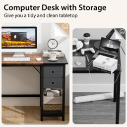 Costway 140 Cm Home Office Desk Writing Desk Modern Computer Workstation With 2 Drawers - thumbnail 8