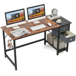Costway 140 Cm Home Office Desk Writing Desk Modern Computer Workstation With 2 Drawers - thumbnail 1