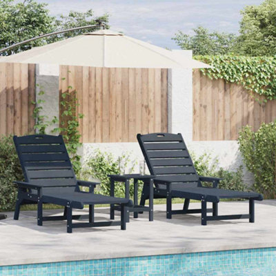 Berkfield Garden Lounge Furniture 3 Pcs Navy 38 X 38 X 46Cm Polyethylene - image 1