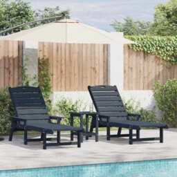 Berkfield Garden Lounge Furniture 3 Pcs Navy 38 X 38 X 46Cm Polyethylene - thumbnail 1