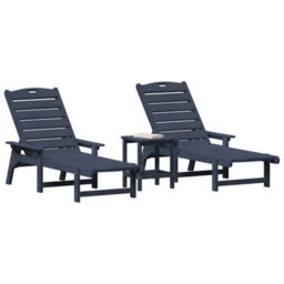 Berkfield Garden Lounge Furniture 3 Pcs Navy 38 X 38 X 46Cm Polyethylene - thumbnail 3