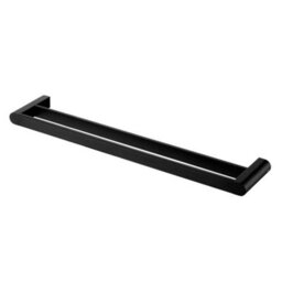 Bisk Double Towel Bath Bar Hanger Wall Mounted Bathroom Black Powder Coated Zamak - thumbnail 3