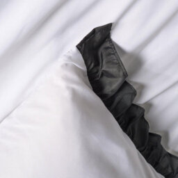 Ohs Contrast Frill Edge Duvet Cover Set With Pillowcase Microfibre Bedding, White/black - Single - thumbnail 4