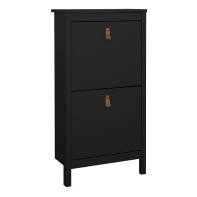 Furniture To Go Barcelona Shoe Cabinet 2 Flap Doors Matt Black - image 1