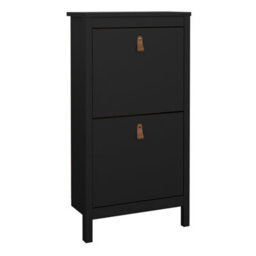 Furniture To Go Barcelona Shoe Cabinet 2 Flap Doors Matt Black - thumbnail 1