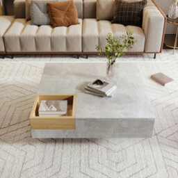 Matteo Modern Coffee Table With Removable Wooden Storage Box - Concrete Grey & Wood - thumbnail 7