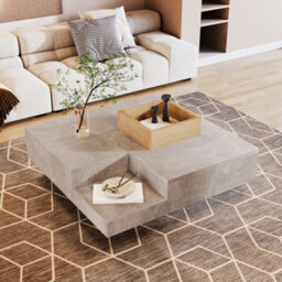 Matteo Modern Coffee Table With Removable Wooden Storage Box - Concrete Grey & Wood - thumbnail 1