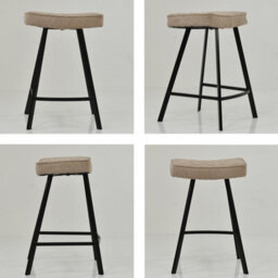 Lakeland Furniture Harper Fawn Brown Fabric Black Fixed Leg Base Bar Stool - thumbnail 2
