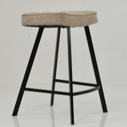Lakeland Furniture Harper Fawn Brown Fabric Black Fixed Leg Base Bar Stool - thumbnail 4