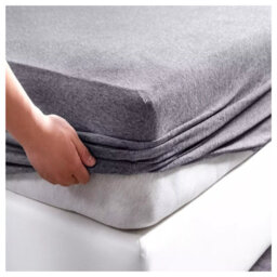 Ameha 100% Cotton Jersey Fitted Sheet Grey Soft Anti Allergy 30Cm Extra Deep Easy Care Double Bed Sheet 137 X 190Cm - thumbnail 8
