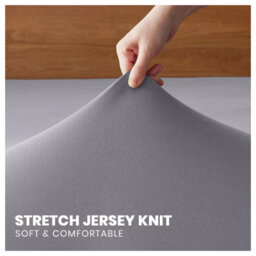 Ameha 100% Cotton Jersey Fitted Sheet Grey Soft Anti Allergy 30Cm Extra Deep Easy Care Double Bed Sheet 137 X 190Cm - thumbnail 9