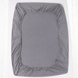 Ameha 100% Cotton Jersey Fitted Sheet Grey Soft Anti Allergy 30Cm Extra Deep Easy Care Double Bed Sheet 137 X 190Cm - thumbnail 3