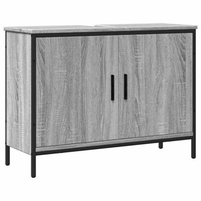 Berkfield Sturdy Bathroom Sink Cabinet Grey Sonoma 80X30X60 Cm Engineered Wood