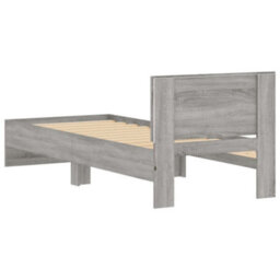 Berkfield Bed Frame With Headboard And Led Lights Grey Sonoma 75X190 Cm Small Single - thumbnail 9