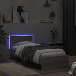 Berkfield Bed Frame With Headboard And Led Lights Grey Sonoma 75X190 Cm Small Single - thumbnail 5