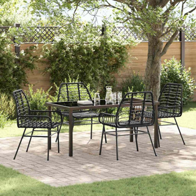 Berkfield Garden Dining Set 5 Pcs Black Poly Rattan - image 1