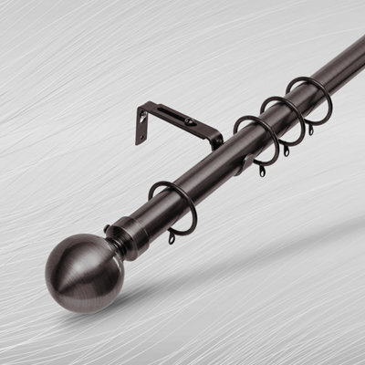 "Bedlooms Metal Curtain Pole 28mm- Plain Ball Finials With Extendable Strong & Durable Rod Black Nickel 70-120 Cm, 28"" - 48""" - image 1
