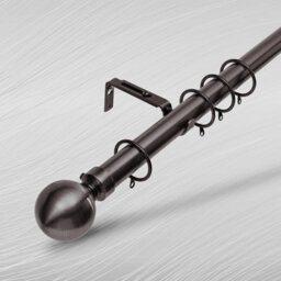 "Bedlooms Metal Curtain Pole 28mm- Plain Ball Finials With Extendable Strong & Durable Rod Black Nickel 70-120 Cm, 28"" - 48""" - thumbnail 1