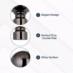 "Bedlooms Metal Curtain Pole 28mm- Plain Ball Finials With Extendable Strong & Durable Rod Black Nickel 70-120 Cm, 28"" - 48""" - thumbnail 4