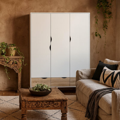 Wyld Haus Sapporo 3-Door 3-Drawer Wardrobe In White And Natural Oak Effect - image 1