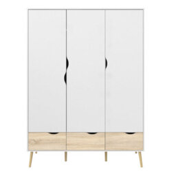 Wyld Haus Sapporo 3-Door 3-Drawer Wardrobe In White And Natural Oak Effect - thumbnail 3