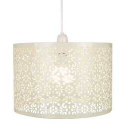 Happy Homewares Moroccan Designed Cream Metal Pendant Light Shade With Floral Decoration - thumbnail 2