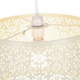 Happy Homewares Moroccan Designed Cream Metal Pendant Light Shade With Floral Decoration - thumbnail 3