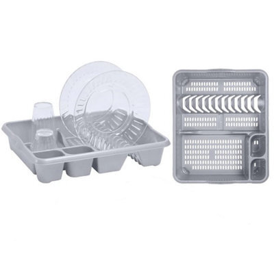 STAR SUPPLIES 2X Silver Large Home Kitchen Dish Cups/mug & Cutlery Drainer With Integral Handles - image 1