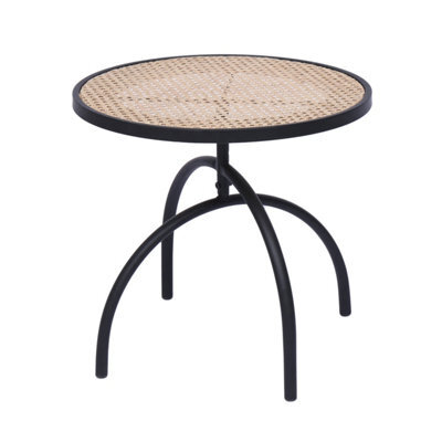 Nordlys Metal With Rattan Top Side Table Exotic Boho Living Room - image 1