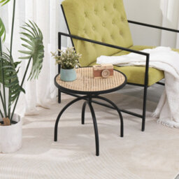 Nordlys Metal With Rattan Top Side Table Exotic Boho Living Room - thumbnail 4