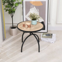 Nordlys Metal With Rattan Top Side Table Exotic Boho Living Room - thumbnail 3