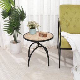 Nordlys Metal With Rattan Top Side Table Exotic Boho Living Room - thumbnail 5