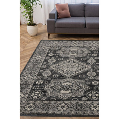 Melrose Colorama Medallion Pattern Grey Traditional Large Indoor Area Rug 160/230Cm - image 1