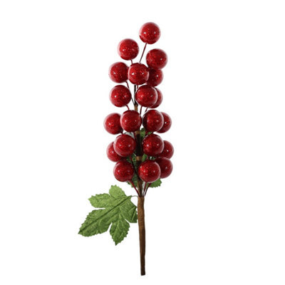 Red Shiny Grape Pick Christmas Decoration