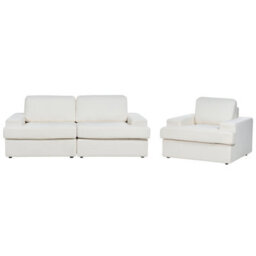 Beliani Living Room Set 4 Seater Alla Boucle Off-White - thumbnail 4