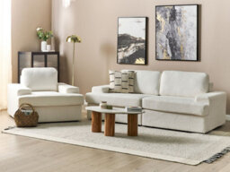 Beliani Living Room Set 4 Seater Alla Boucle Off-White - thumbnail 2